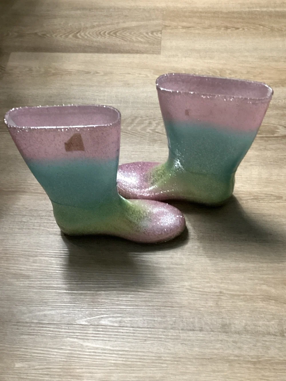 Cat & Jack Kids Cece Glitter Rain Boots - Pink, Green, Blue Sz 4
